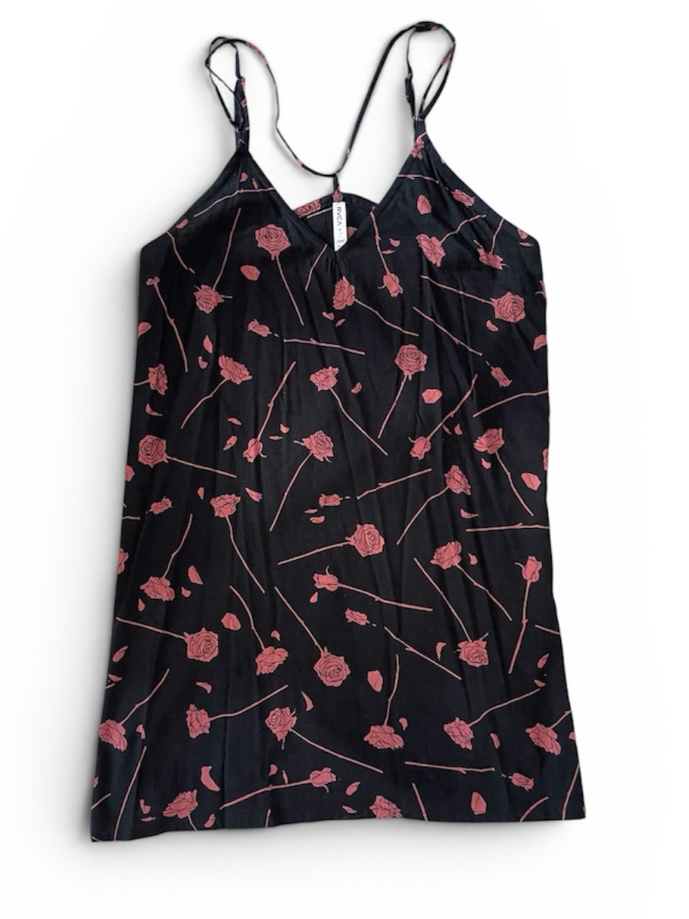 RVCA Black Slip Camisole with Pink Floral Print